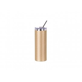 20oz/600ml Glitter Stainless Steel Skinny  Tumbler with Straw & Lid ( Gold ) ( 10/pack ) 